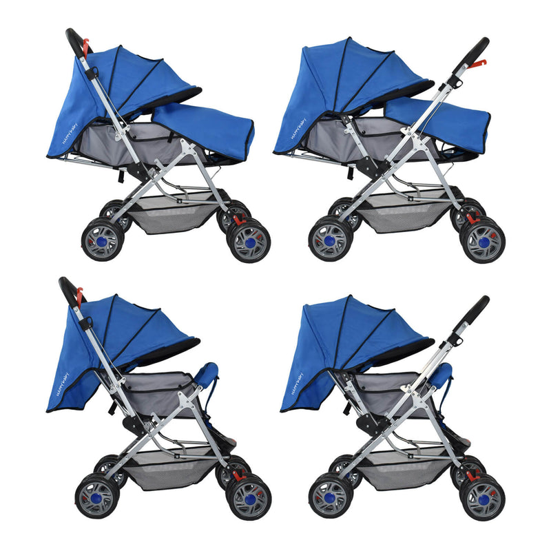 COCHE CUNA REVERSIBLE PASEADOR + BOLSO DALLAS AZUL HAPPY BABY