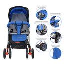 COCHE CUNA REVERSIBLE PASEADOR + BOLSO DALLAS AZUL HAPPY BABY