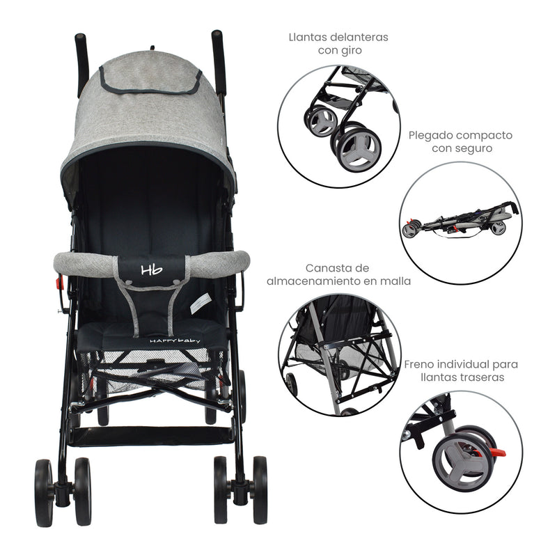 COCHE PASEADOR FUTURE GRIS HAPPY BABY