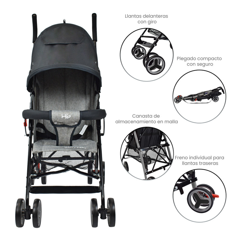 COCHE PASEADOR FUTURE NEGRO HAPPY BABY