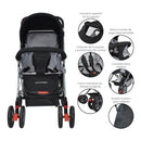 COCHE CUNA REVERSIBLE PASEADOR + BOLSO DALLAS NEGRO HAPPY BABY