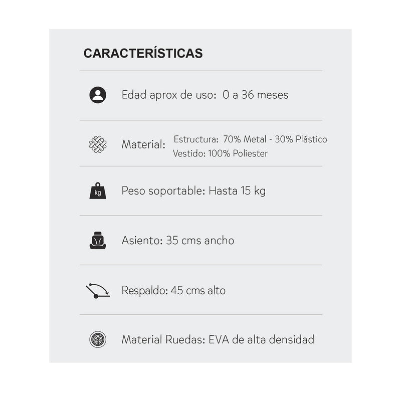 COCHE CUNA REVERSIBLE PASEADOR + BOLSO DALLAS GRIS HAPPY BABY