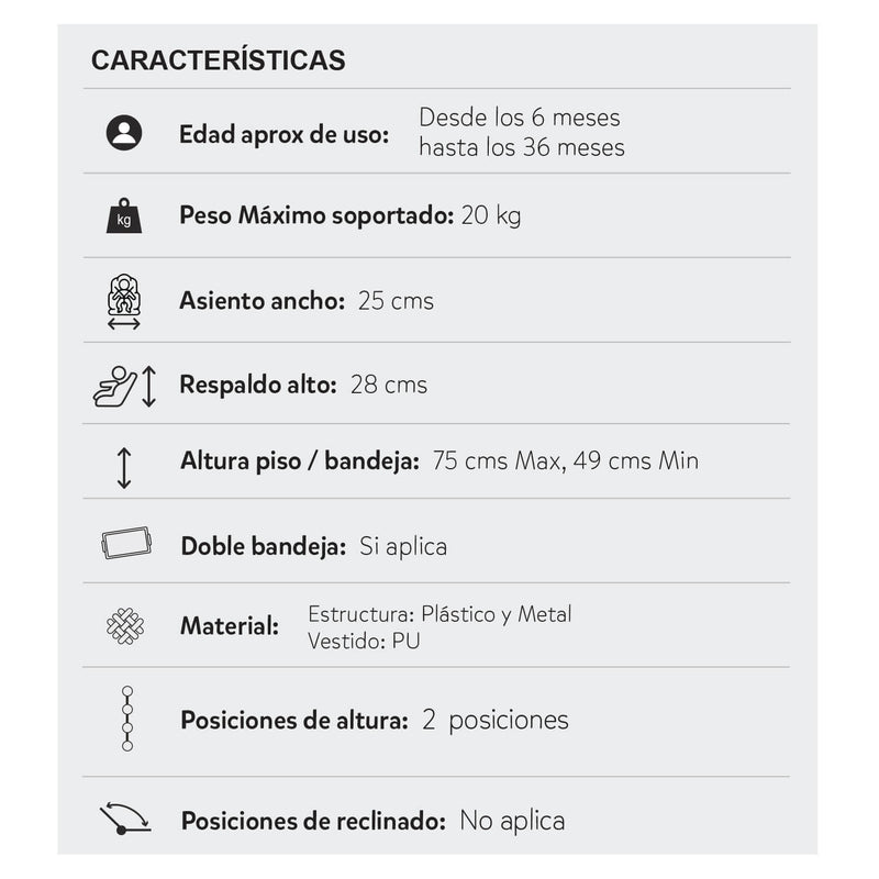 SILLA COMEDOR BEBÉ 2 EN 1 ROCK HAPPY BABY AZUL