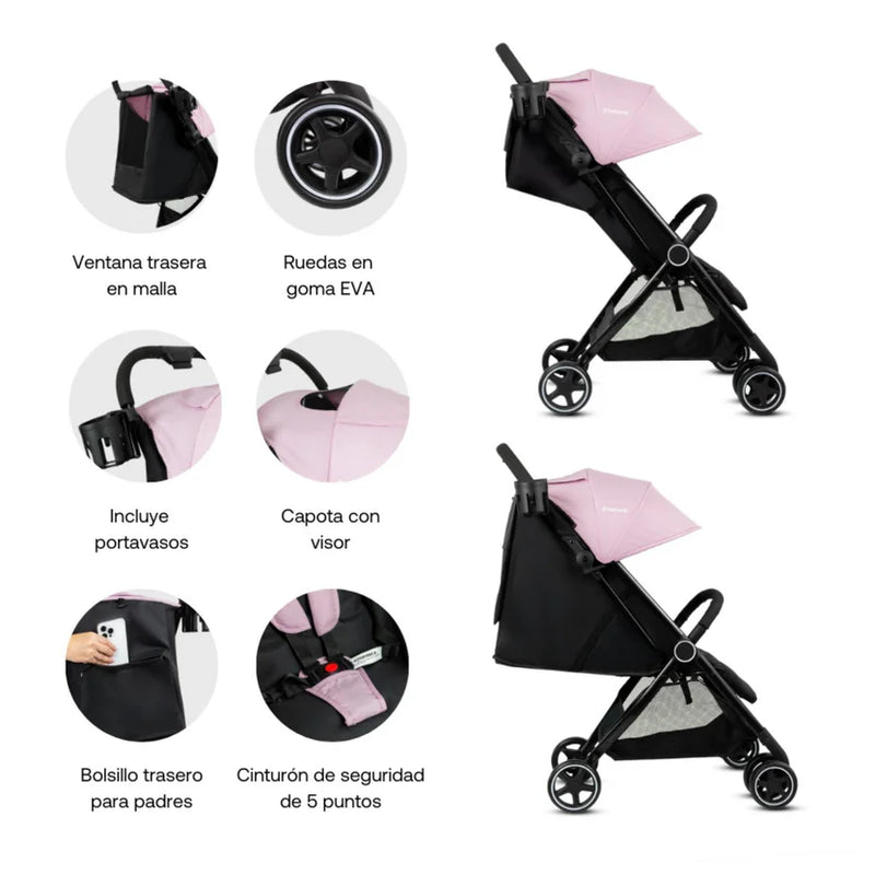 COCHE MALETA FLEX JCBX6 BEBESIT ROSADO-