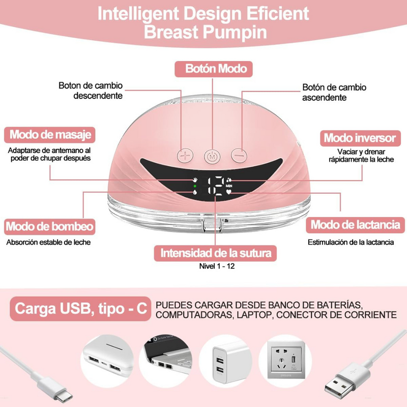 EXTRACTOR DE LECHE MATERNA ELECTRICO INALAMBRICO MANOS LIBRES MY-375 LA GLORIA