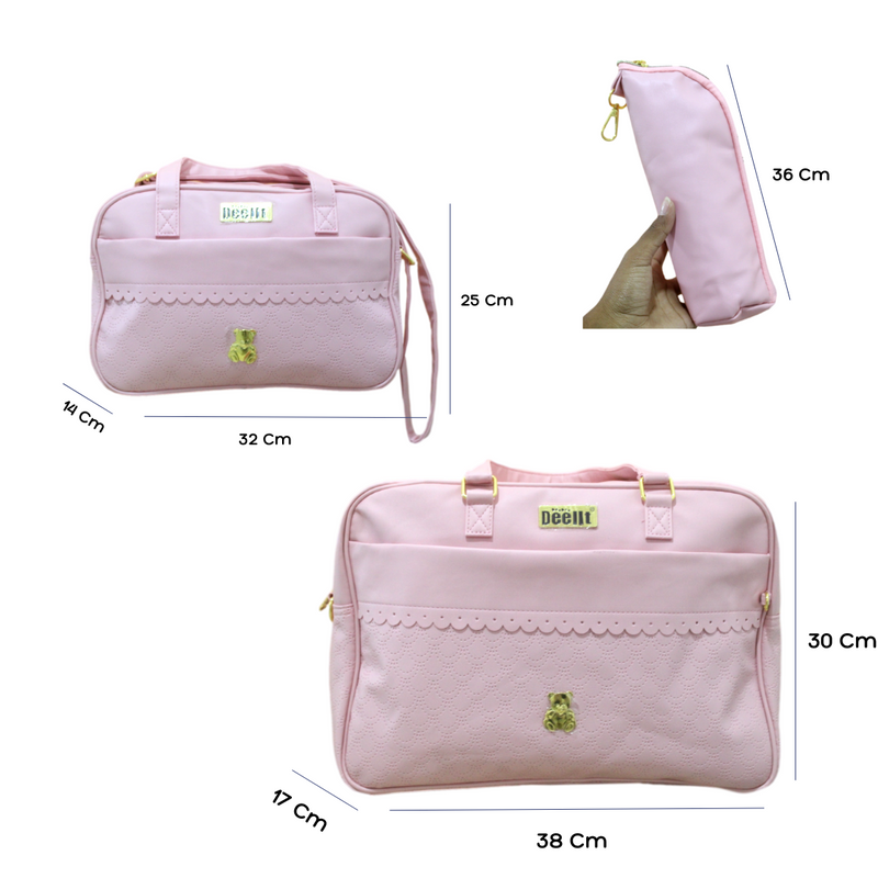 BOLSO PAÑALERA 3 PIEZAS 2102 MUNBE ROSADO