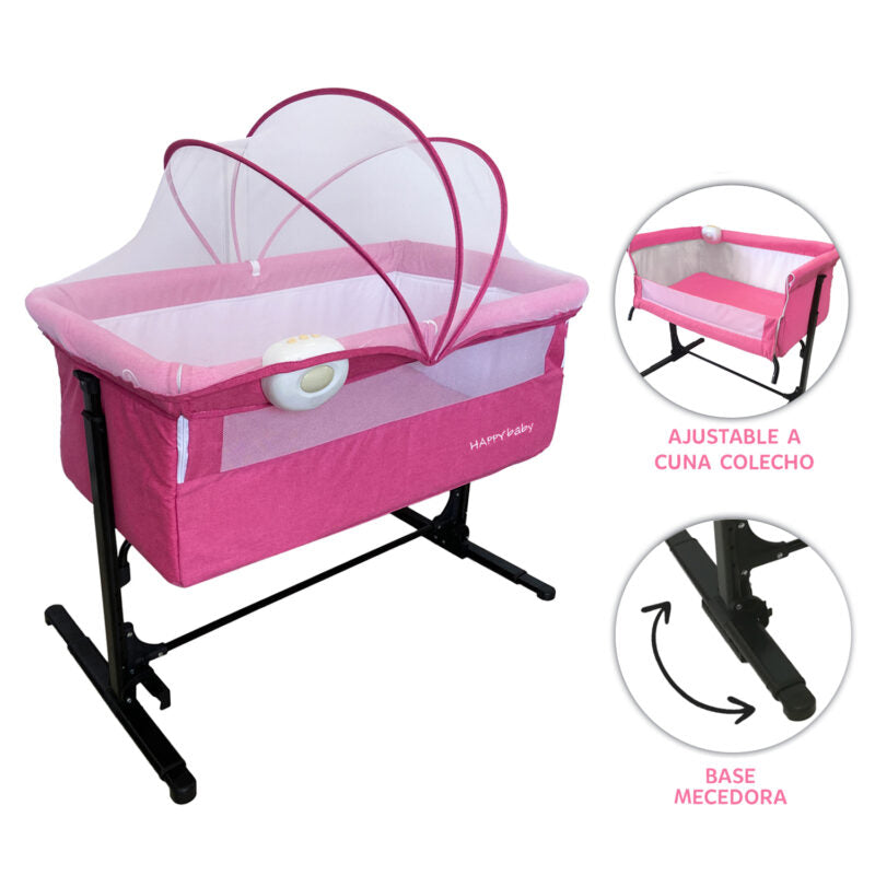 Cuna Colecho Bebe Mix+ Rosa 2347 Happy Baby