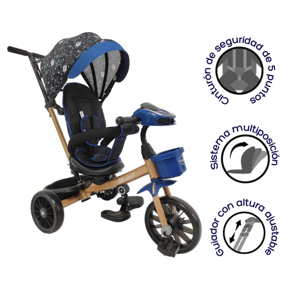 TRICICLO PASEADOR EB334N AZUL EBABY