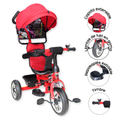 TRICICLO CON BARRA DE CONTROL Y CAPOTA ¡DIVERSIÓN Y SEGURIDAD PARA TU PEQUEÑO! J-TS5015 MUNBE ROJO