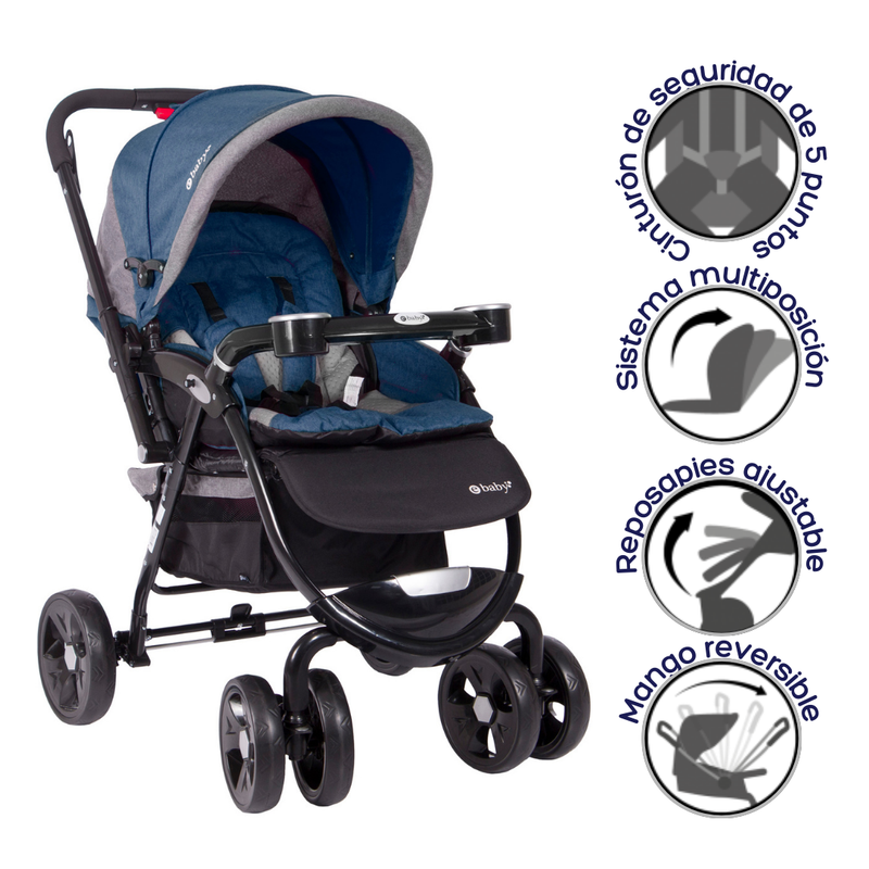 COCHE CUNA BORIS EB1144 AZUL EBABY
