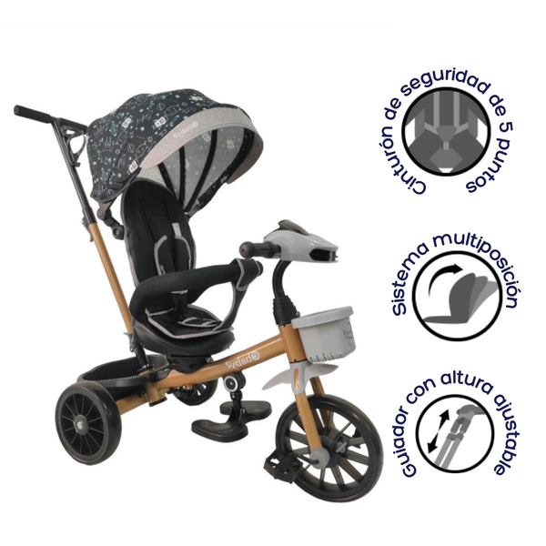 TRICICLO PASEADOR EB334N GRIS EBABY