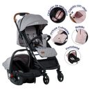 COCHE MALETA CON PORTABEBÉ HAPPY TRAVEL EB198 GRIS EBABY