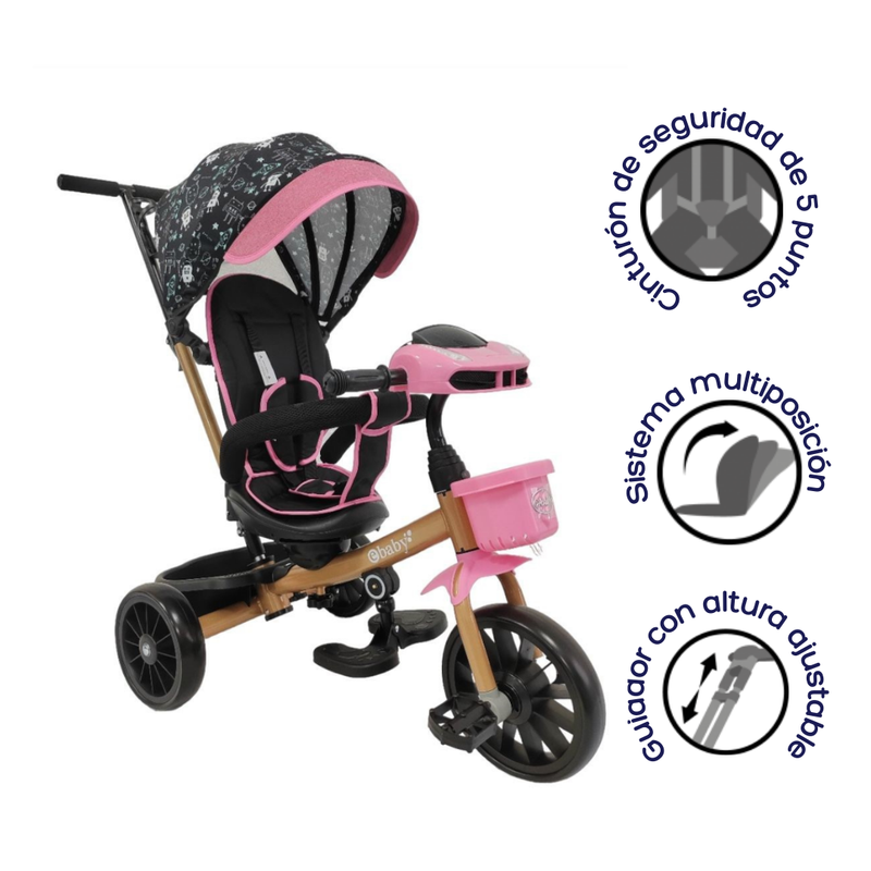 TRICICLO PASEADOR EB334N ROSADO EBABY