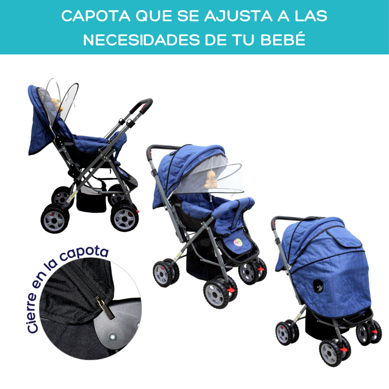 COCHE REVERSIBLE NBL AZUL BEBESITOS