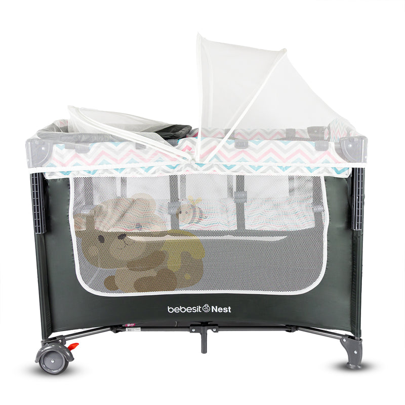 CUNA CORRAL SLEEP NZ006 3 EN 1: COLECHO, CUNA Y CORRAL PARA BEBÉS DE 0 A 3 AÑOS- ROSADO