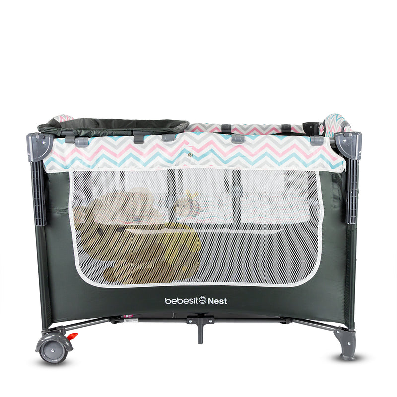 CUNA CORRAL SLEEP NZ006 3 EN 1: COLECHO, CUNA Y CORRAL PARA BEBÉS DE 0 A 3 AÑOS- ROSADO