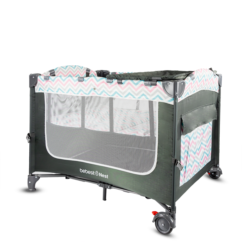 CUNA CORRAL SLEEP NZ006 3 EN 1: COLECHO, CUNA Y CORRAL PARA BEBÉS DE 0 A 3 AÑOS- ROSADO