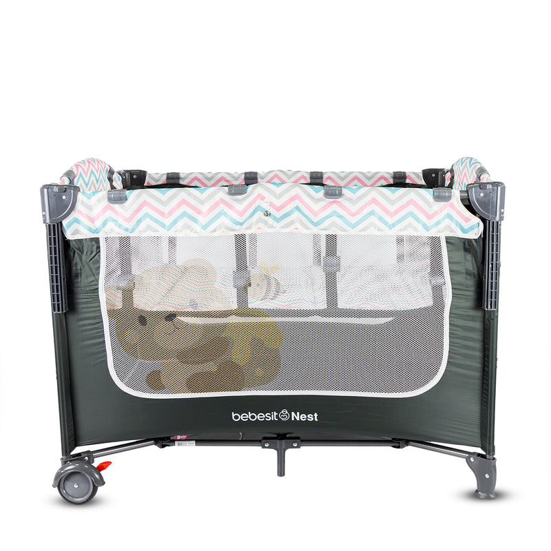 CUNA CORRAL SLEEP NZ006 3 EN 1: COLECHO, CUNA Y CORRAL PARA BEBÉS DE 0 A 3 AÑOS- ROSADO