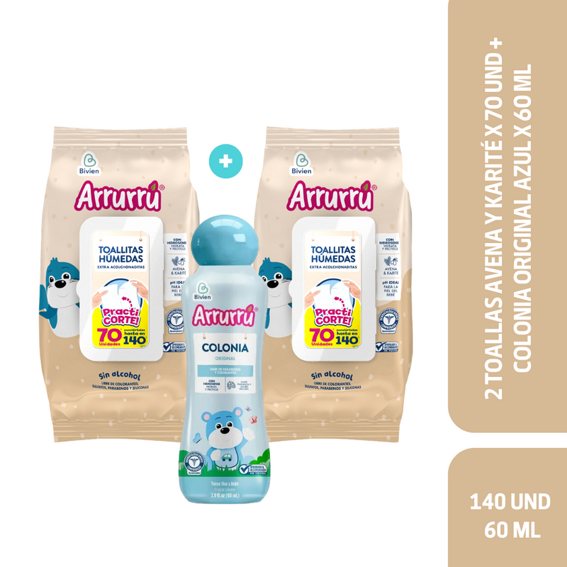 TOALLAS AVENA Y KARITÉ X70 + COLONIA ORIGINAL X60 AAB385 ARRURRÚ