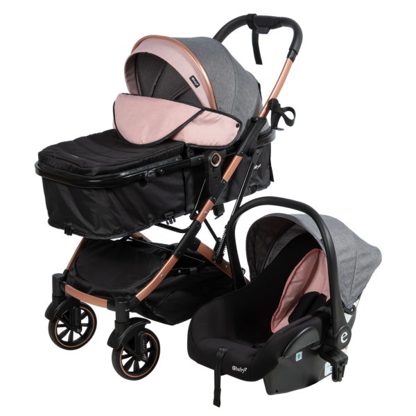 Coche Cuna Moises CLINT + portabebe - EB155 Rosado Ebaby