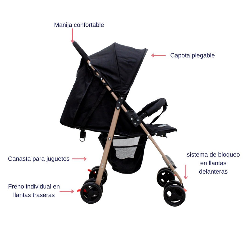 COCHE PASEADOR 568 BABY KAYS NEGRO