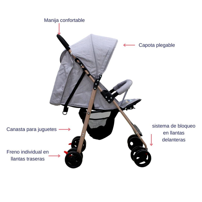 COCHE PASEADOR 568 BABY KAYS GRIS