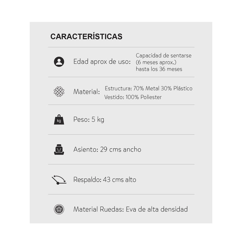 COCHE PASEADOR FUTURE GRIS HAPPY BABY