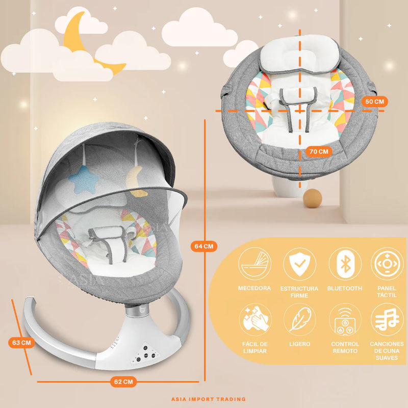 SILLA MECEDORA ELECTRICA MULTIFUNCIONAL BB005 GRIS BABY KAYS