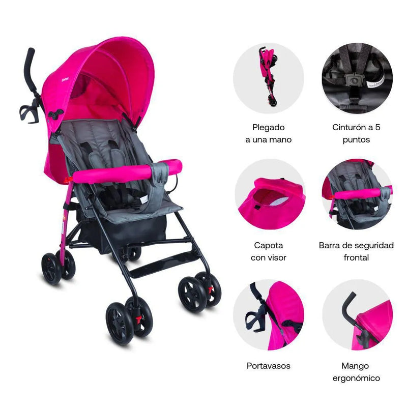 COCHE PASEADOR CLICK GK2020 - ROSADO BEBESIT