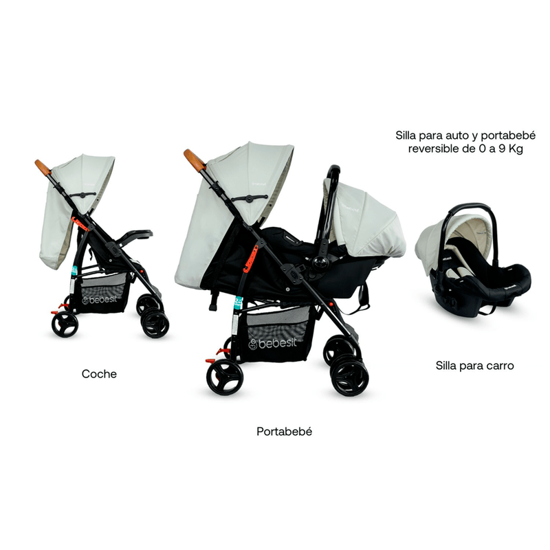COCHE TRAVEL SYSTEM SUMMER JC2019 BEIGE BEBESIT