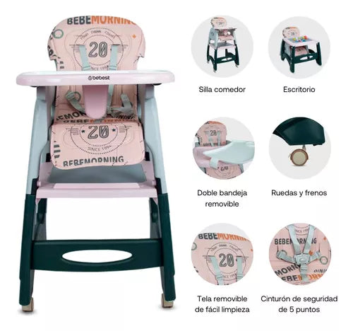 SILLA COMEDOR ESCRITORIO DUO DESK BOY YY71 BEBESIT ROSADO
