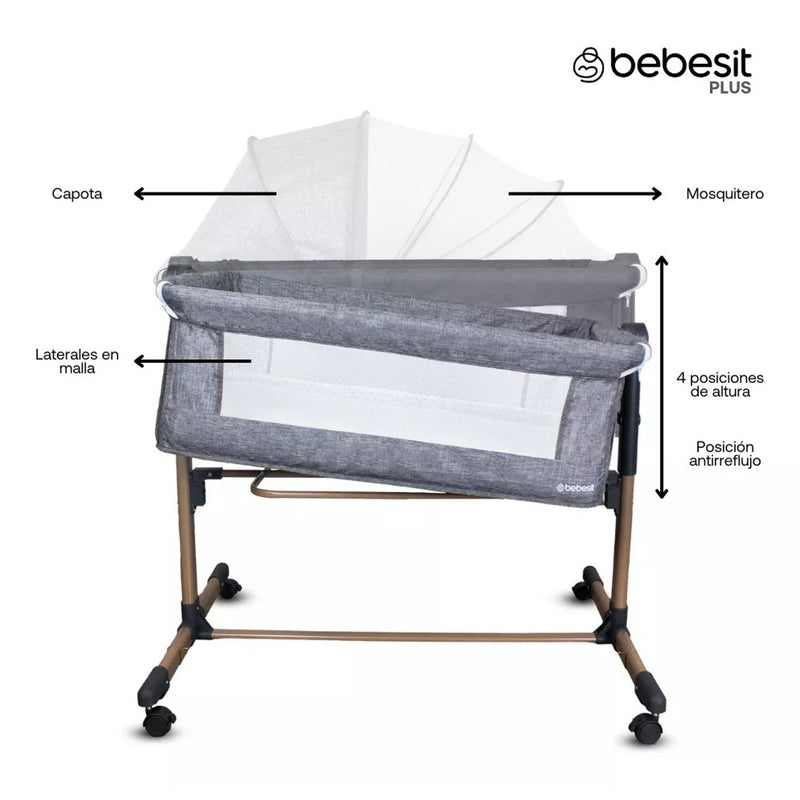 CUNA COLECHO SIDE BY SIDE DORADO BEBESIT