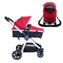 Coche Moises + Cargador Ev159/511 Evezo Rojo