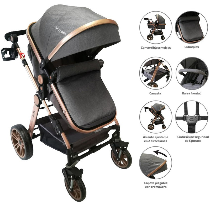 COCHE ALIZZE HAPPY BABY GRIS