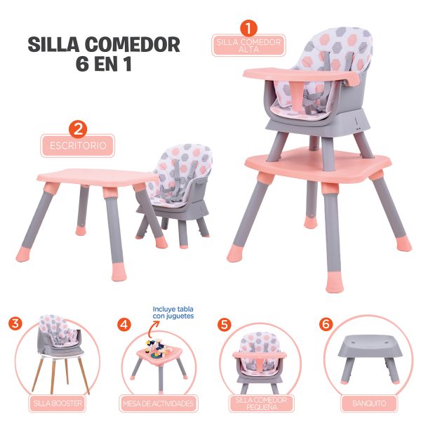 SILLA COMEDOR SIDNEY 6EN1 PRIORI PINK