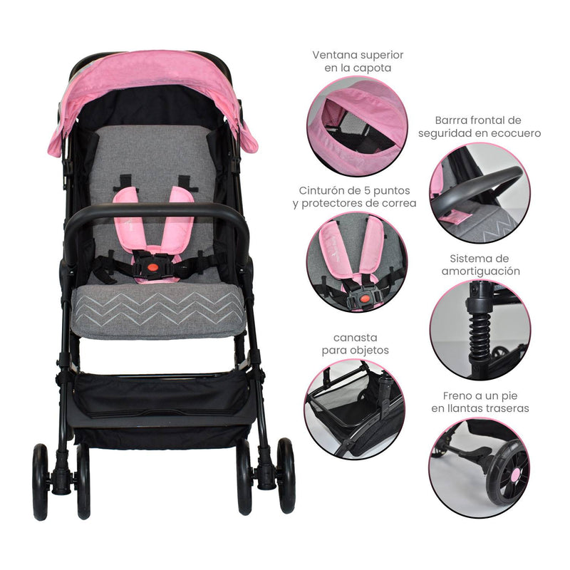 Coche Praga Premium Baby Rosado