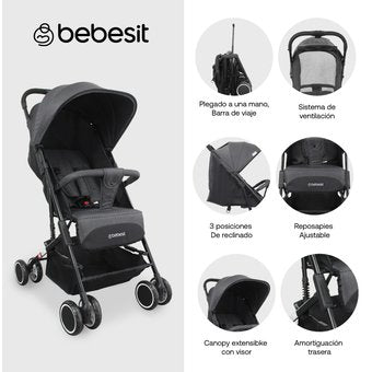 COCHE COMPACTO BIT JC207 BEBESIT NEGRO