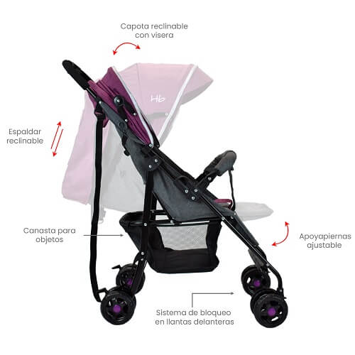 Coche Verso Happy Baby Rosado