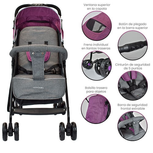 Coche Verso Happy Baby Rosado